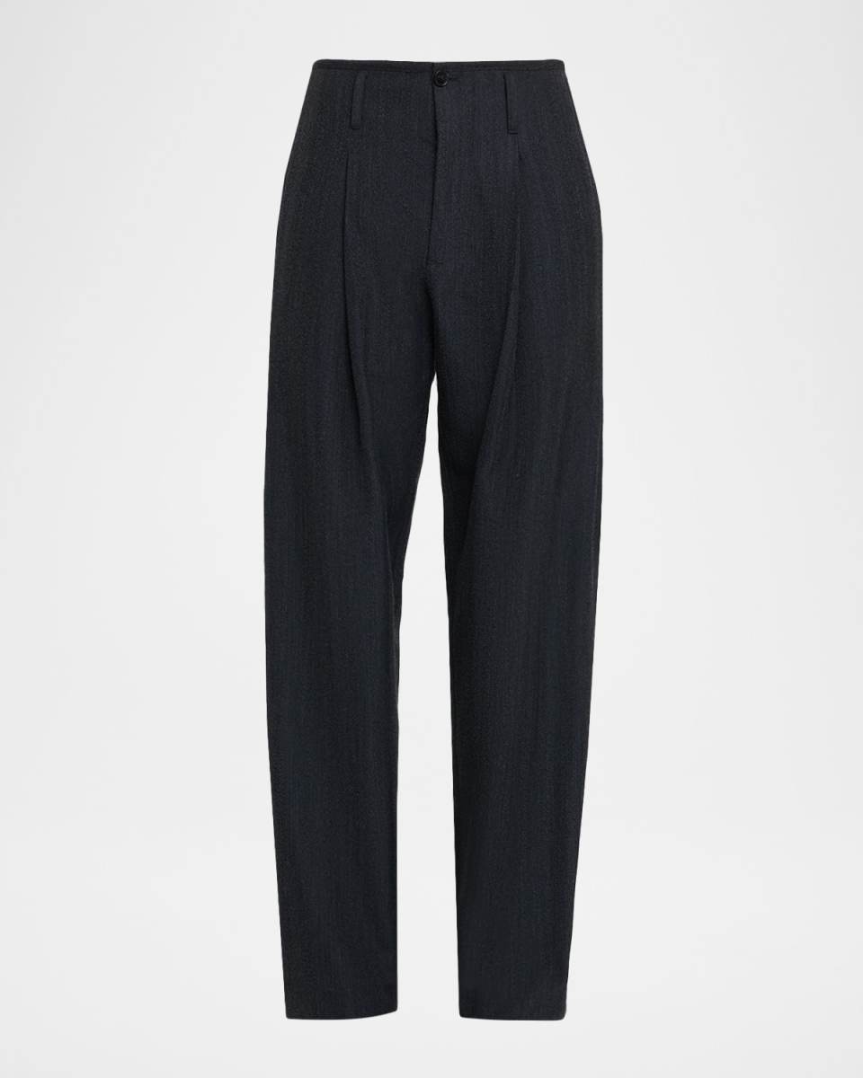 Barissa Wide-Leg Herringbone Pants